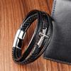 European and American Leather Bracelets, Leather Woven Bracelets, Cross Leather Multi-layer Men's Jewelry