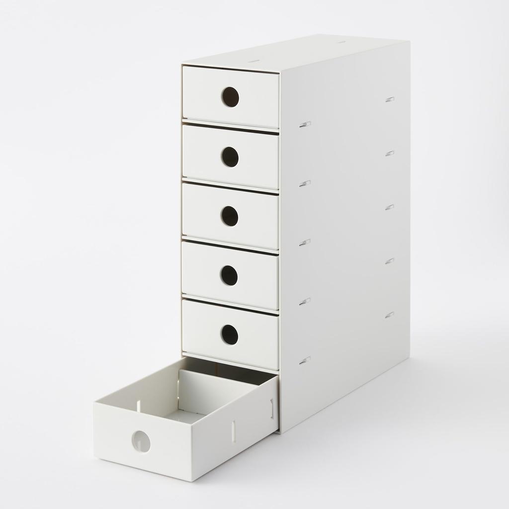 MUJI Recycled Polypropylene Small Item Storage 6 White W11 x x 83904432 Box, Tiers, Gray, Approx. D24.5 H32cm,