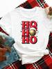 (Asian Size) merry Christmas new year o-neck Women's Top T Clothing Print lovely trend cute Short Sleeve T-shirts Fashion holiday Graphic Tee