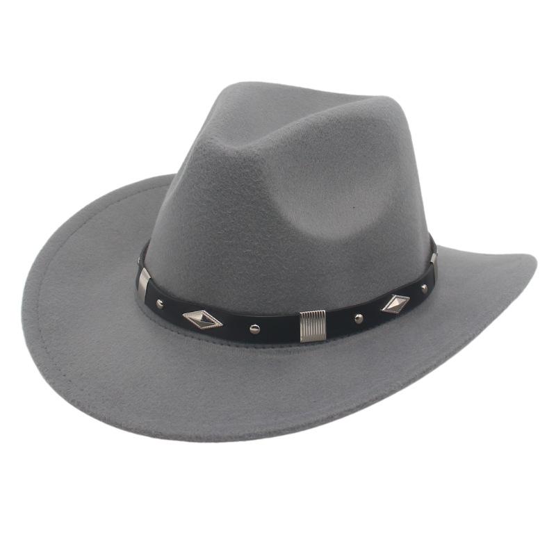 Upturned Cowboy Hat Western Wind Curved Edge Metal Accessories Top Hat Men'S And Women'S Hats