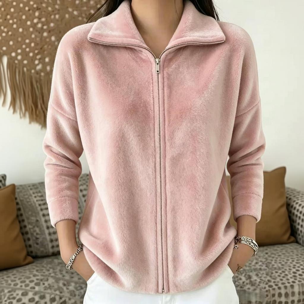 Women's Stylish Multi-Color Zip-Up Jacket – Loose & Versatile