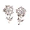 Sparkling Zirconium Hollow Rose Flower Earrings Women's Light Luxury High-end Sense Exquisite Stud Earrings Niche Design Huge Good-looking Earrings