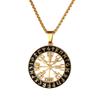 Stainless Steel Nordic Compass Pendant Necklace Men Women Amulet Jewelry Gift