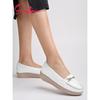 Shoetopia Upper Metalic Buckle Detailed White Loafers For Girls-Eu36