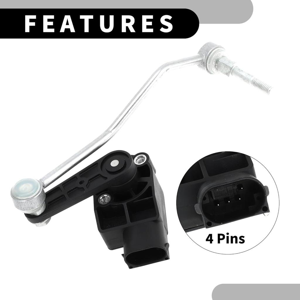 Air Suspension Ride Height Level Sensor No.3W0941286C - Car Front Right Headlight Level Sensor - for Bentley for Continental GT Metal Black - 1 Pc