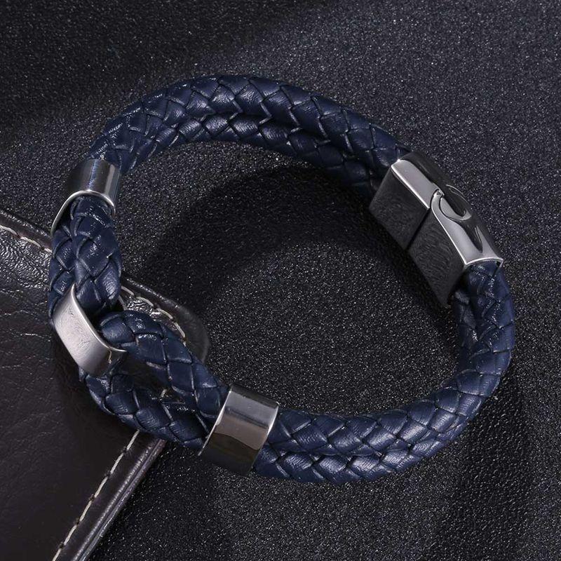 Fashion Men's Leather Bracelet Double Layer Accessories Specially Stainless Steel Multi-Color Combination Surprise Jewelry Gift