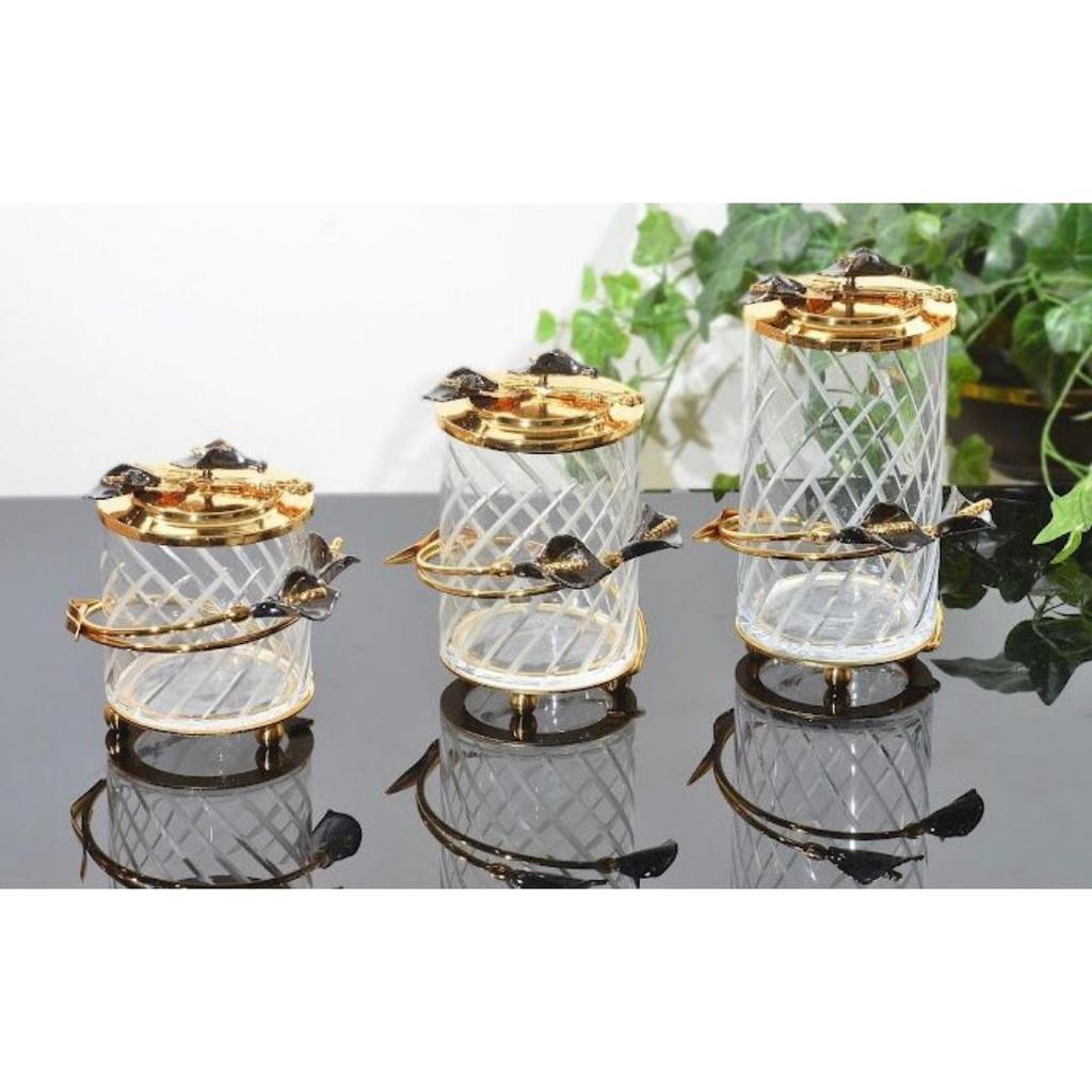 Cheap Elegant Glass Jars with Lids 3PCS Set Storage Containers Coffee