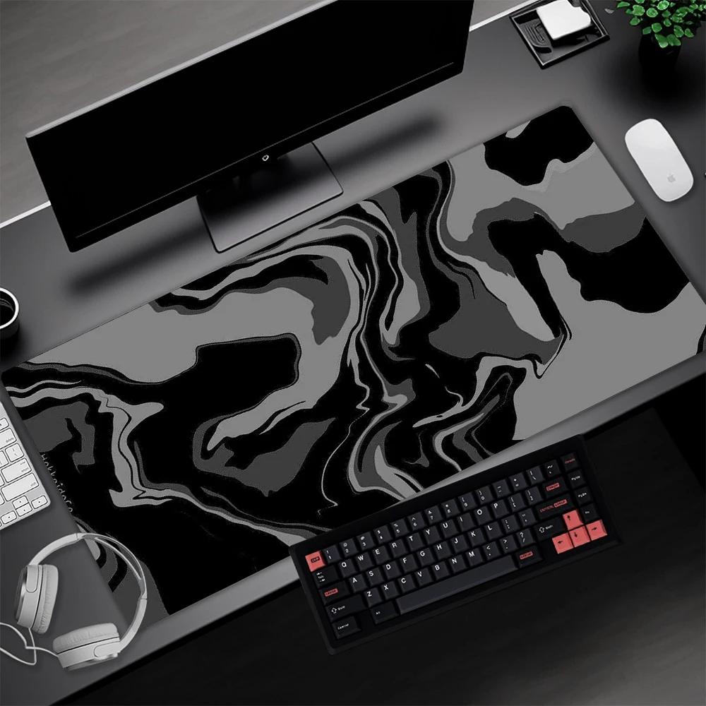 Linien-Flüssig-Mauspad Gaming-Zubehör Topografische Tischmatte Marmor Schwarz Teppich Grau 100x50cm Benutzerdefiniertes PC-Mauspad Schreibtischmatte