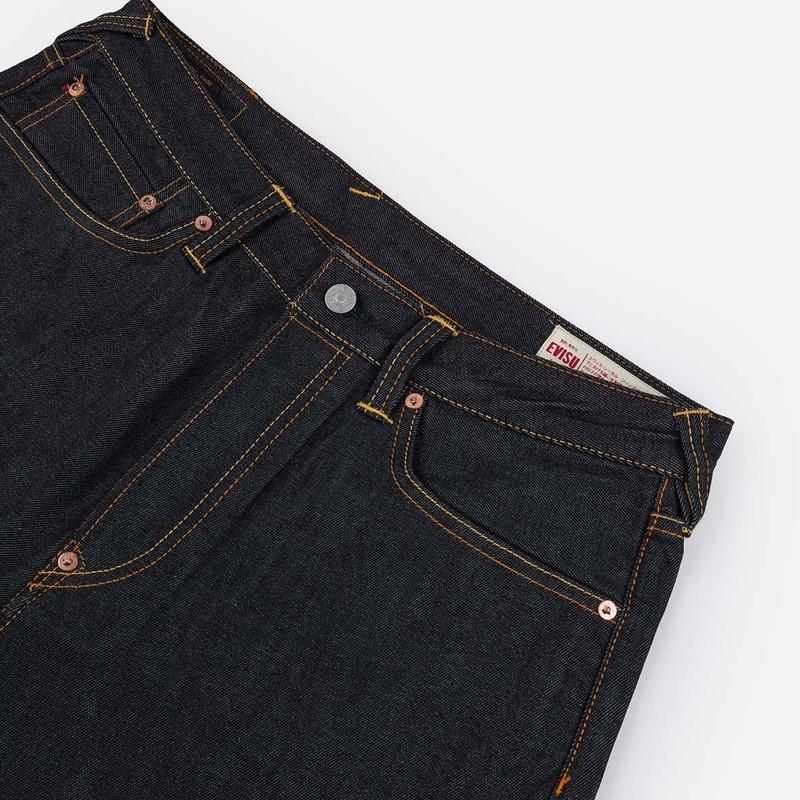 Evisu Jeans Herren Denim Blau Moderate Gerade Passform Hose Unisex 2ESHTM2JE91000CT