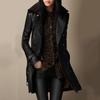 Women's Turn Down Collar Long Sleeve Slim Fit Mid-Length Faux Leather Jacket Street Style Moto Coat