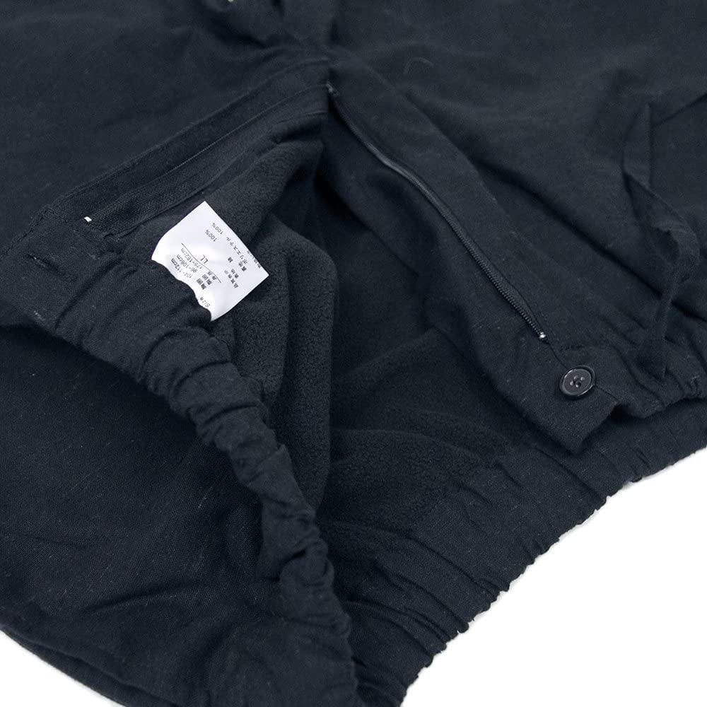 Kyoetsu Men's Winter Samue, Padded, Tsumugi-Style Fabric with Fleece Lining, Size 16 (LL, Navy)