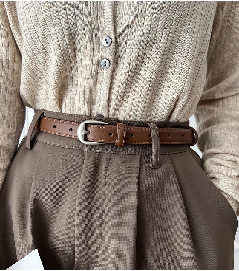 Stylish Women's Leather Belt Fashionable Versatile Black Denim Pants Accessory