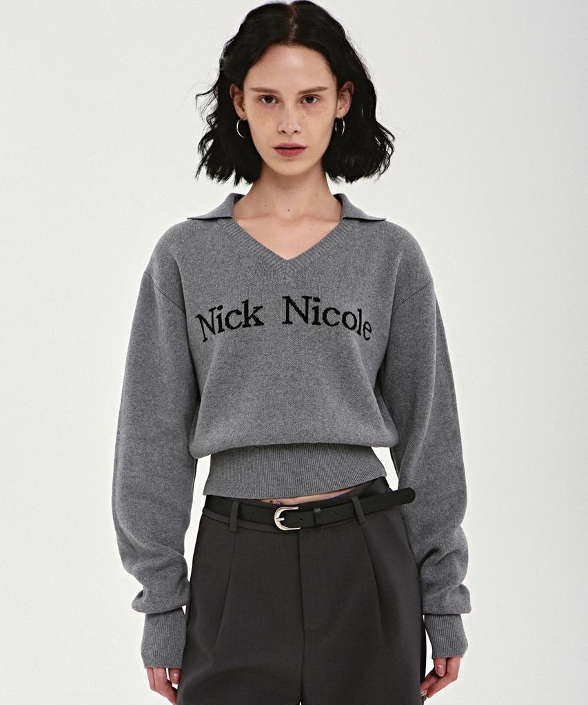 Nigaennikol Nicole Color Block Collar Knit_Charcoal