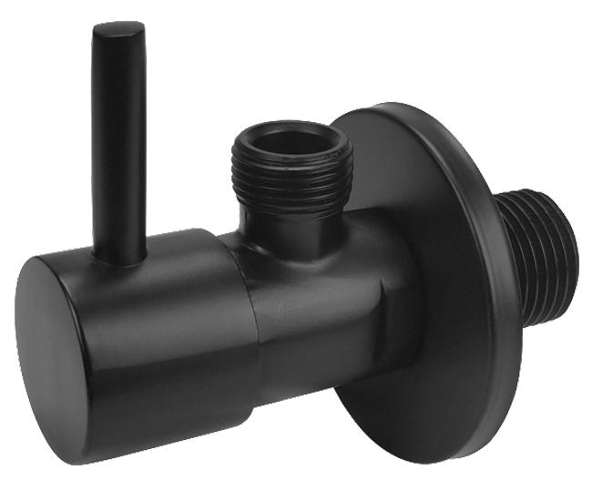 Black Angle Shut-Off Valve 1/2"X3/8"", Ceramic Heads