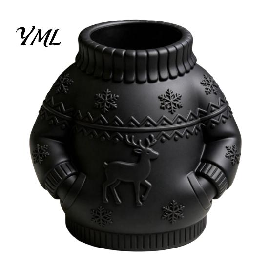Unique Holiday Gift for Office 3D Printed Sweater Pen Holder, Creative Desk Organizer with Elk Snowflake Relief Home Matte Texture Storage School