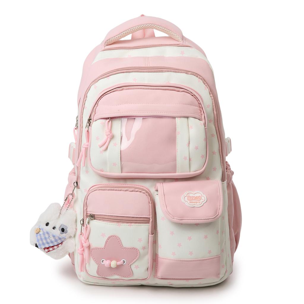Sac d'écolejk splicing transparent sac à pain nouveau sac d'école double couche multi-poches sac à dos de voyage pour élève de collège fille collège