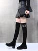 Women's Over Knee Stretch Boots 2025 Autumn Winter New Design Crystal Embellished Thick Heel Slimming Faux Fur Lining Warm Boots