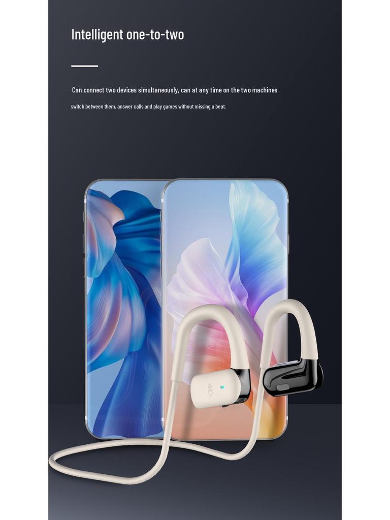 Wireless Bone Conduction Sports Earphones: Neck-Hanging, Open-Ear, Long Battery Life, Noise-Cancelling