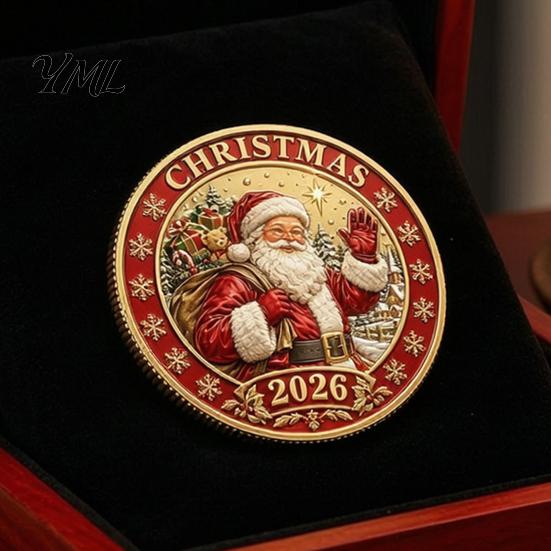 Einzigartige Weihnachtsstrumpffüller 2026 Münze, Feiertags-Gedenkstück mit geprägten bunten Reliefkunstmünzen Weihnachtsmann/Lebkuchenmann/Schneemann/Elch