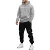 Mens Oversized Hooded Sweatshirt Set With Letter Print Fleece-Lined Warm Casual Tracksuit Winter