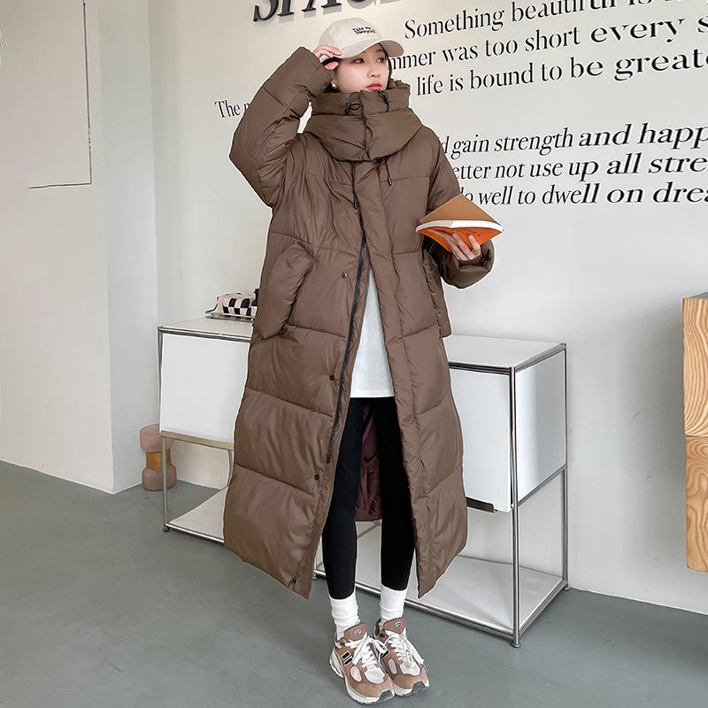Down and Padded Jacket Women's 2025 Autumn/winter New Korean Version Plus-size Hooded Loose Pie Overcomes Long Padded Jacket