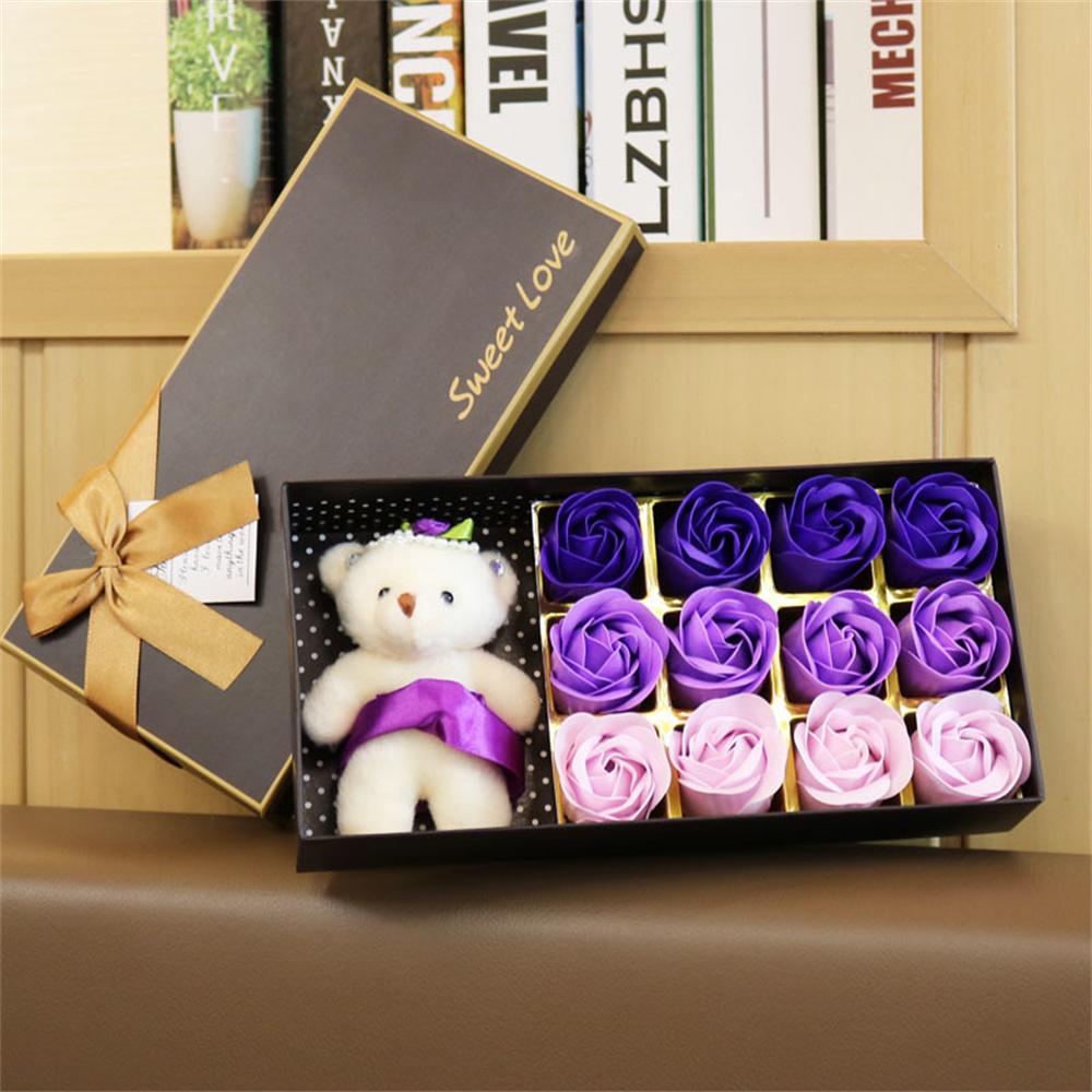 Bouquet 12pcs Artificial Flowers Soap Flower Boxed Flower Gift For Celebration Romantic Occasions Valentine'S Day