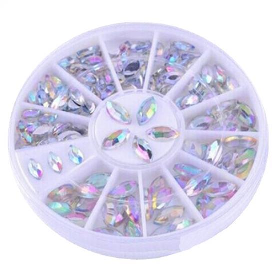 Women's Colorful DIY Nail Art Tips Glitter Rhinestone Decoration Wheel