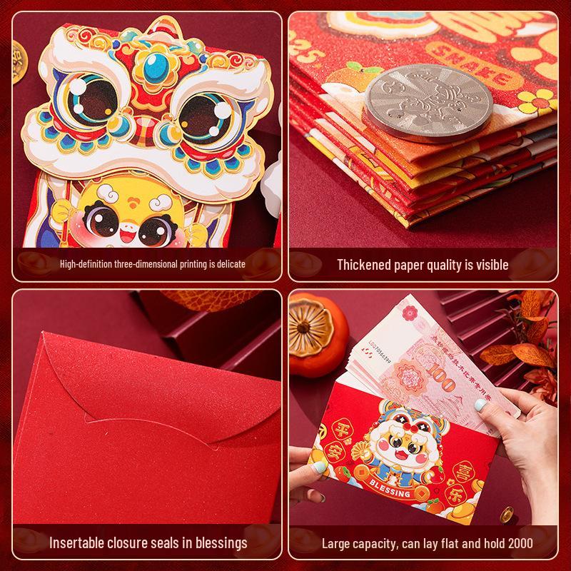 2026 Year of the Horse Zodiac Lucky Envelopes: Festive Cartoon Red Lai See Pockets for Spring Festival