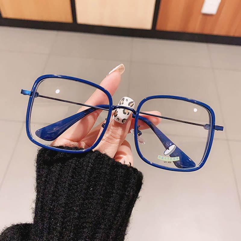Luxury White Anti Blue Light Glasses Oversized Square Frame Clear Lens Optical Spectacles for Men Women
