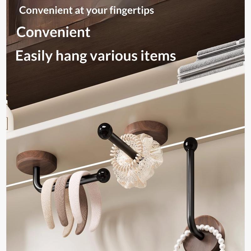 Ganci Murali Autoadesivi in Legno di Noce Robusti Senza Foratura per Bagno Camera da Letto Appendere Cappotti Asciugamani Borse