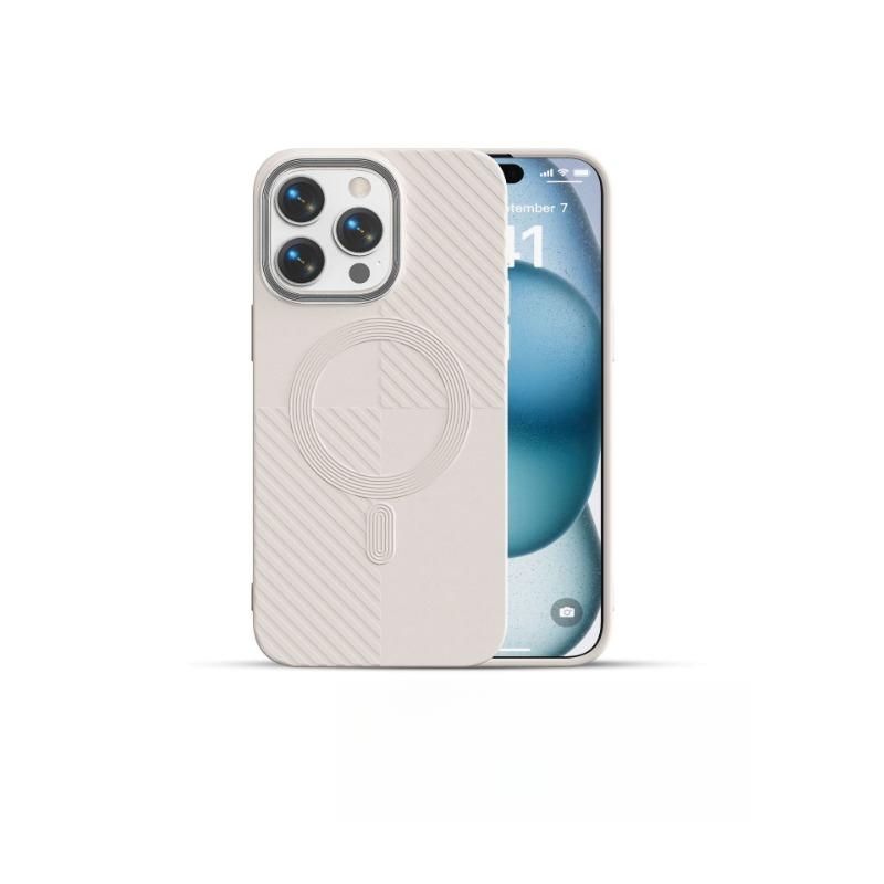

The Double-stripe Magnetic Case Is Suitable for The Apple 16promax Striped Magnetic Phone Case Ip1514 Solid Color 13 Fully Wrapped Soft Case Apple 16Plus