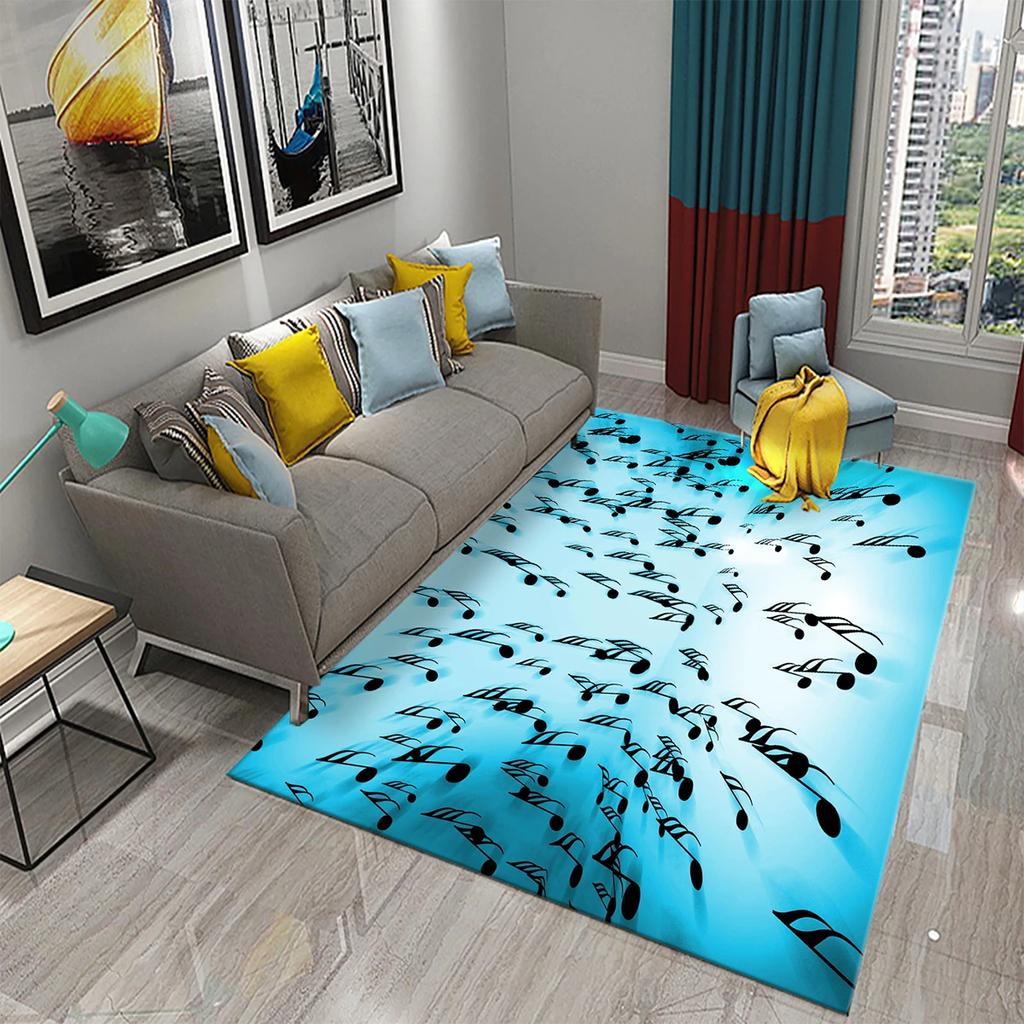 3D Music Note Guitar Instrument Carpet for Living Room Bedroom Large Carpet Bathroom Door Entrance Non-Slip Area Rugs Home Decor