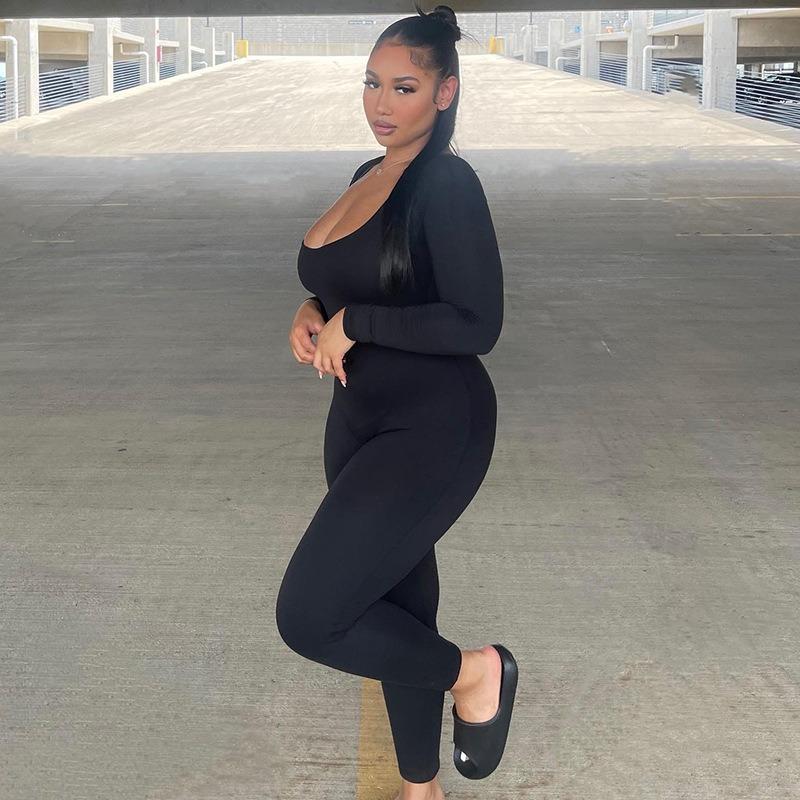 Women's Clothing Casual Fitness Rompers Long Sleeve Skiing Jumpsuit Women Elastic Hight Outfit Fashion Sportwear Slim Rompers Streetwear Overalls