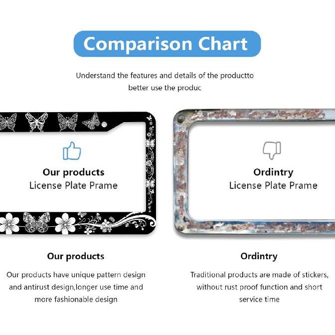 Butterfly License Plate Frame Beautiful Butterflies Flower License Plate Personalise Stainless Steel Metal Car Plates Funny License Plate Frames