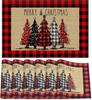 4/6pcs Christmas Tree Print Single-Sided Linen Placemat Set for Holiday Table Decor