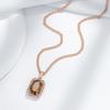 Oval Brown Natural Zircon Pendant Necklace For Women Fashion  Rose Gold Color High Quality Bride Wedding Jewelry