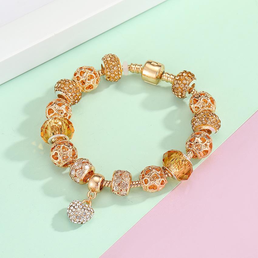 Women All Match Crystal Love Heart Hollow Beads Bracelet