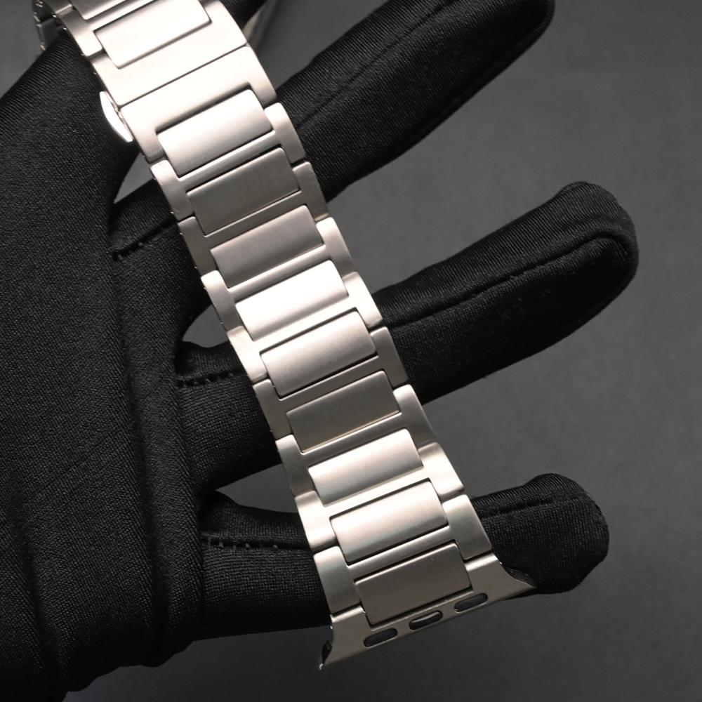 

Titanium Watchband for Apple Watch Ultra 3 Strap 49mm Series 11 10 46mm SE3 Luxury Wrist Bracelet for Iwatch 9 8 7 6 5 44mm 45mm Series6 5 4 SE3 44mm срібний