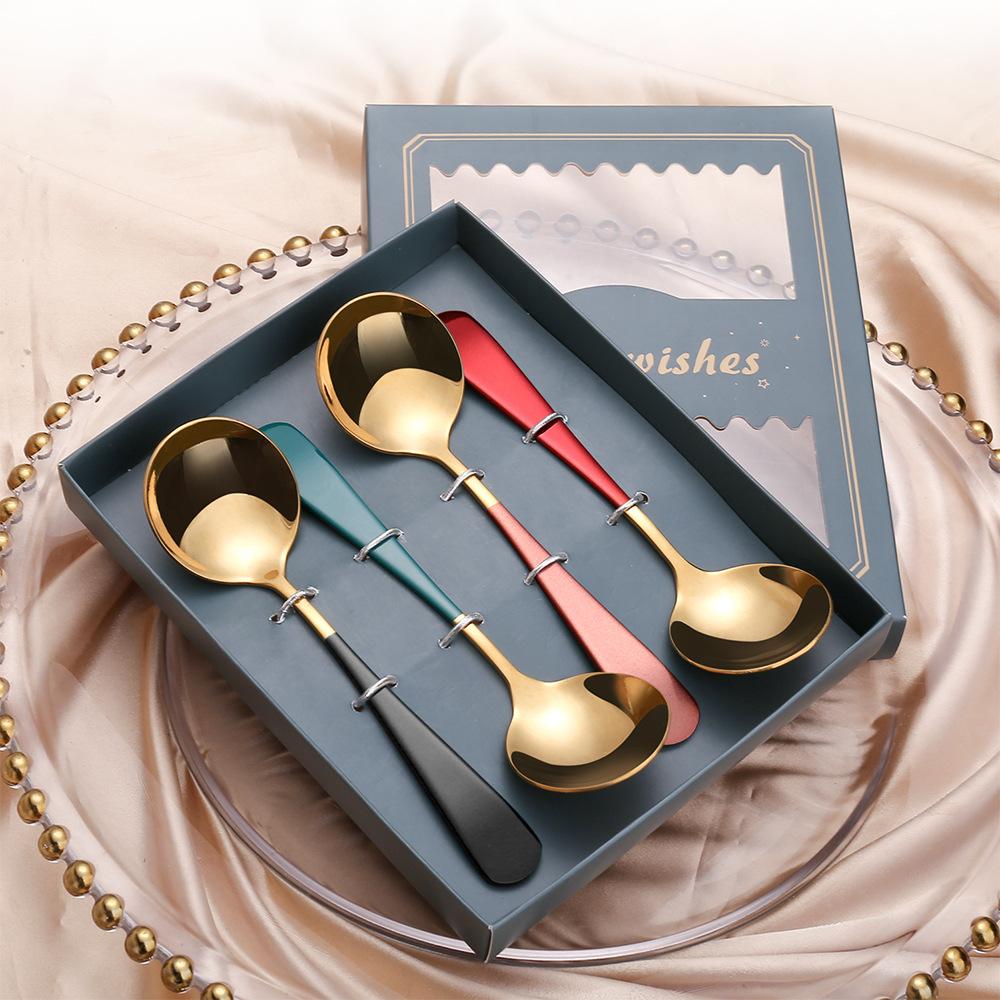 HANYANG Tableware Set Creative Spoon Round Spoon Stirring Spoon Gift Set Ice Spoon Fruit Fork Gift Set