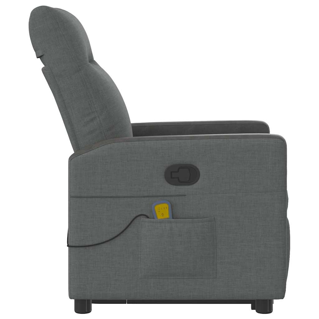 Massage Recliner with Rising Function Dark Grey Fabric
