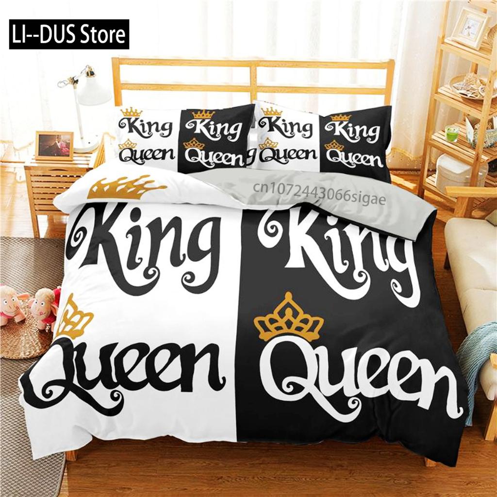 King And Queen Duvet Cover Set Microfiber Beard And Red Lips King Size Bedding Set For Couple Romantic Valentine's Day Presents
