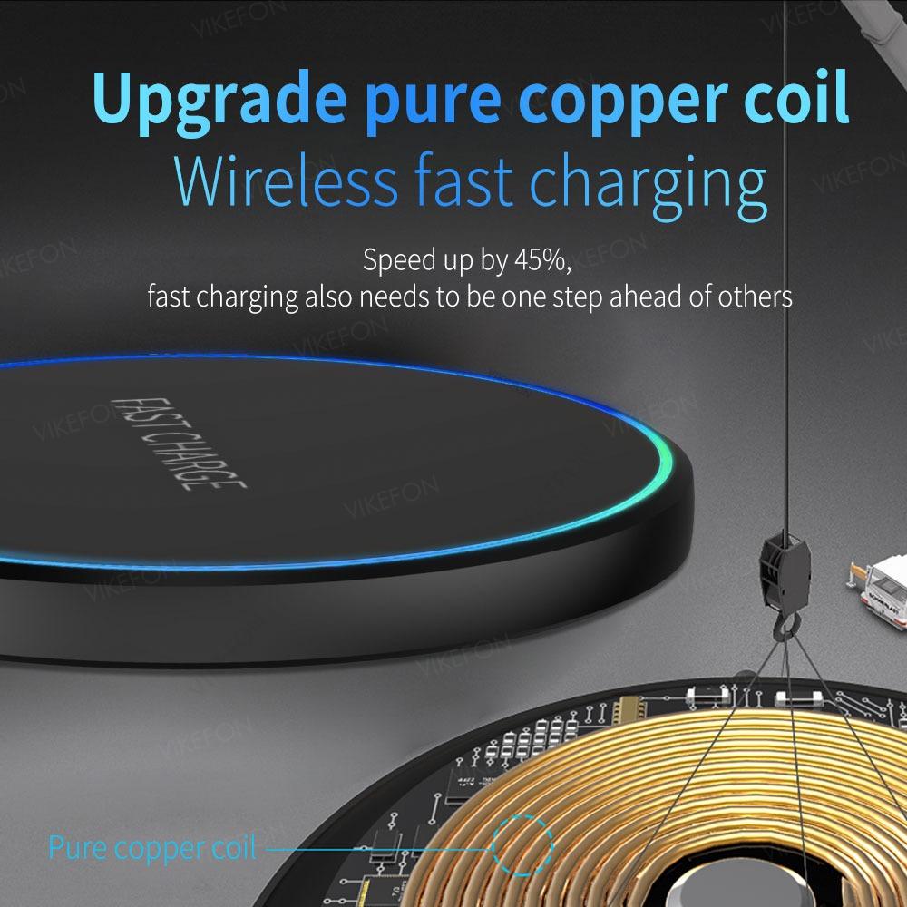 30W MINI Wireless Charger Pad For iPhone 17 16 15 14 Samsung Xiaomi Phone Led Light Induction Type C Fast Charging Dock Station