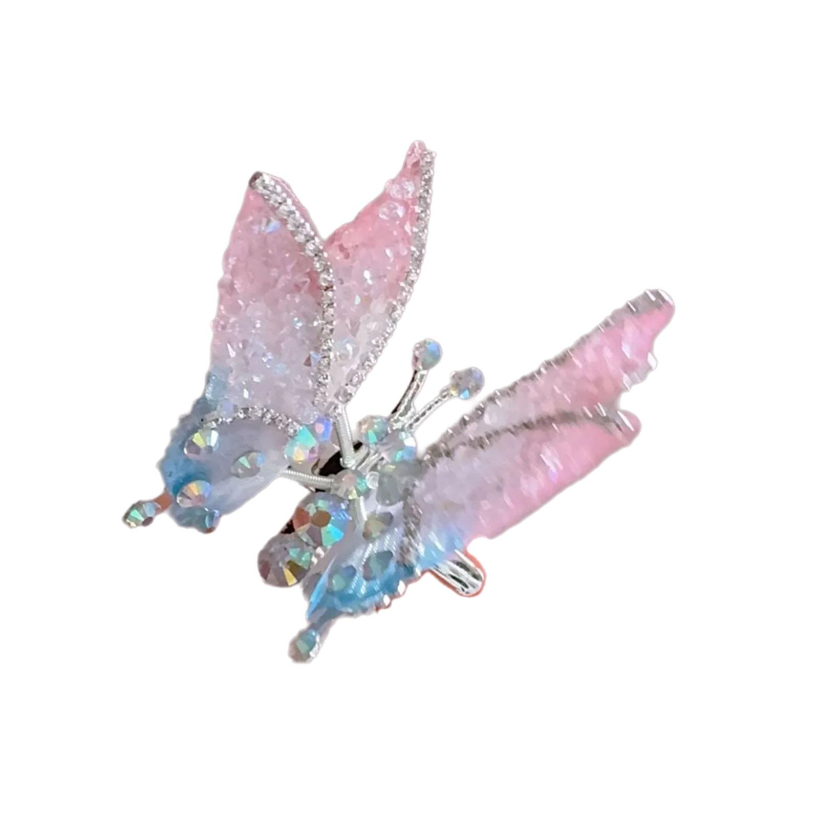 

Moving Wing Butterfly Hair Clip for Kids Girls 3D Barrette Duckbill Clip with Glittering Rhinestones for Women Wear розовый