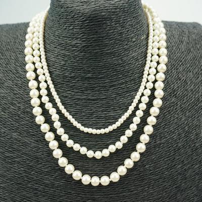 Women Faux Pearl Charm Beaded Multilayer Long Necklace Jewelry Gift