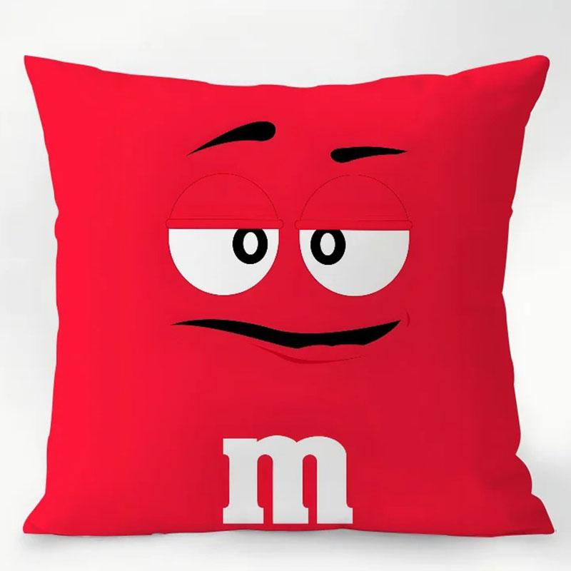 1Pc Fashion M&M'S Chocolate Printed Cushion Cover For Living Room Bedroom Sofa Window Sill Car Decoration Cushion Cover
