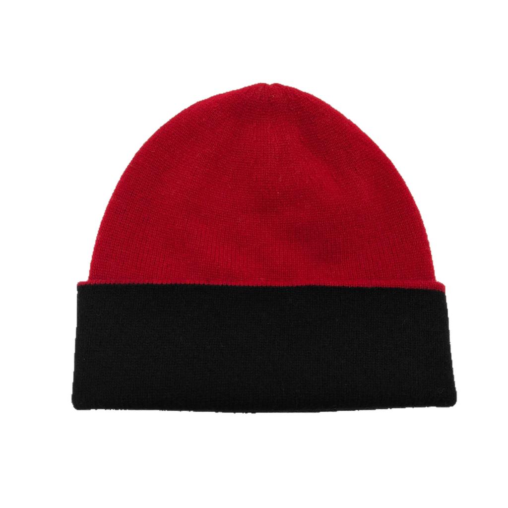Autumn and winter color matching knitted hats, men's and women's cold hats, face-showing small wool hats, seamless integrated double-layer two-color c