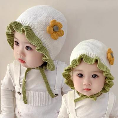Herbst Winter Ohrenschutz Babyhut Warm Winddicht Gestrickt Kinder Schnürung Mütze Säugling Junge Mädchen Beanie Haube Enfant