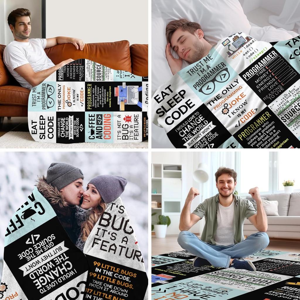 WZOMT Programmer Blanket Gifts, Coding Computer Science Gifts for Men, Funny Gifts for Coders/Computer Programmers/Computer Science Majors, Geek