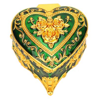 Heart Shaped Jewelry Box Soft Velvet Lining Ladies Girls Vintage Trinket Storage Box for Earrings