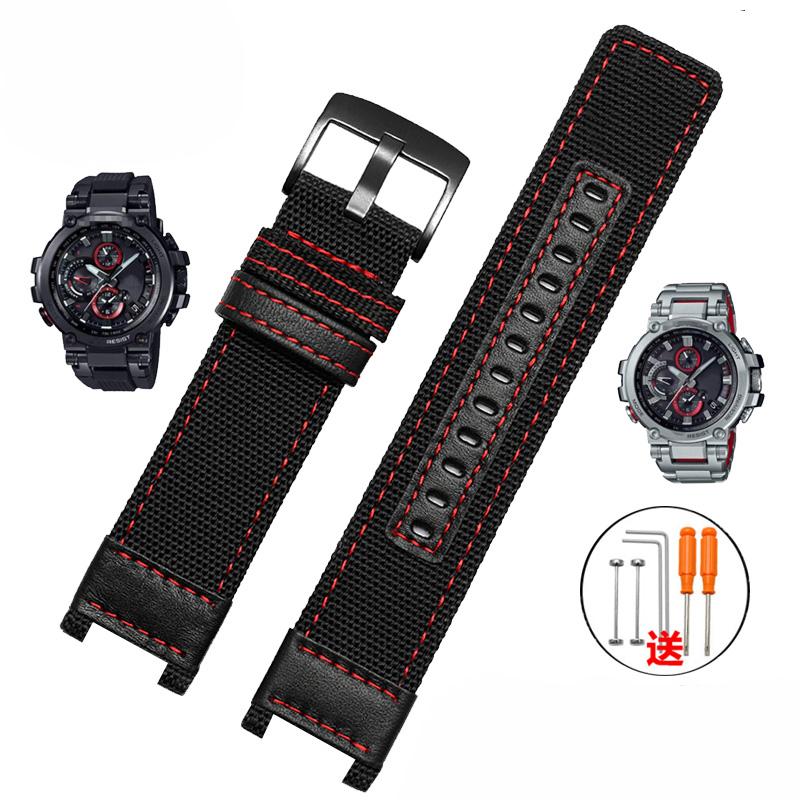 Nylon Canvas Leather Watchband Modified MTG B1000 for G-SHOCK C-asio Watch MTG-B1000 Series Outdoor Sport Mens Watch Band Strap